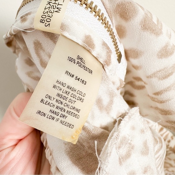 Calvin Klein White Tan leopard Animal Print Lightweight Flowy Pants sz XL - Picture 10 of 11